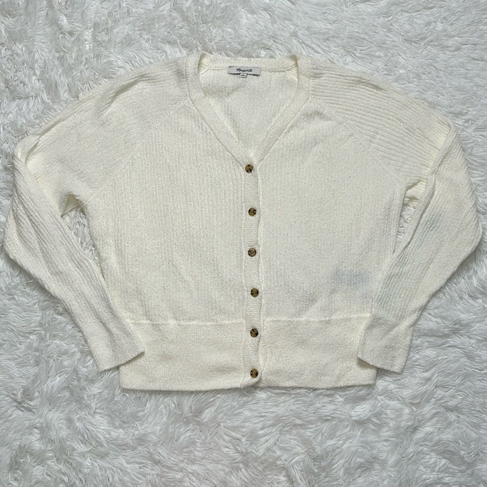 Madewell Maysville V-Neck Cardigan Sweater Button Up V-Neck Cream Size Small